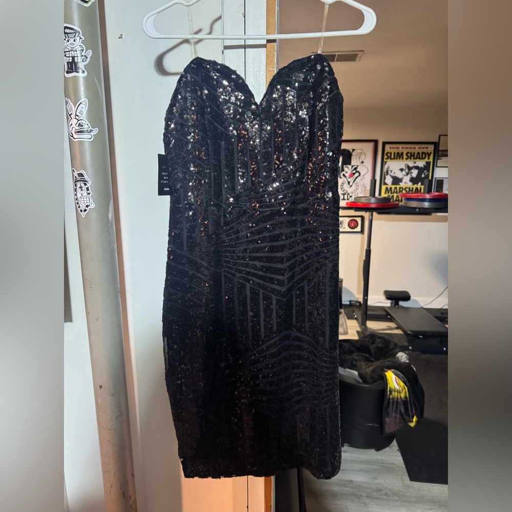 Black Sequin Mini Dress